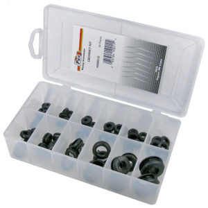 Grommet Assortment 65 Pieces 8 Sizes 1/4" to 1" in 7x4-1/2 Plastic Kit