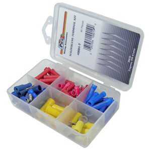 Solderless Terminal Assortment 85 Pieces 6 Sizes in 4-1/2x3" Plastic Kit