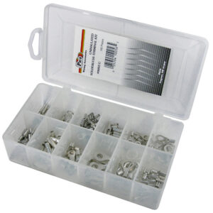 Uninsulated Solderless Terminal Assortment 185 Pcs 12 Sizes 7x4-1/2 Plastic Kit