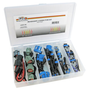 Headlight Connector Assortment 24 Pieces 6 Sizes in 10-1/2x7" Plastic Kit