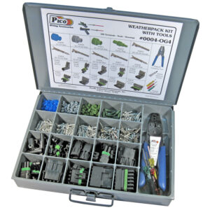 GM Weatherpack Connector Assortment with Tools  in 13"x9"x2" Metal Kit Drawer
