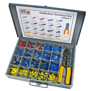 Vinyl Terminal Assortment with Tool 482 pcs in 13"x9"x2" Metal Kit Drawer
