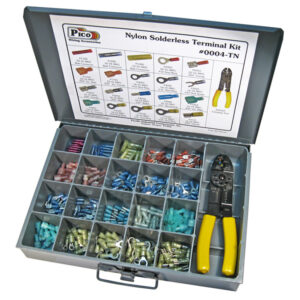 Nylon Terminal Assortment with Tool 301 pcs in 13"x9"x2" Metal Kit Drawer