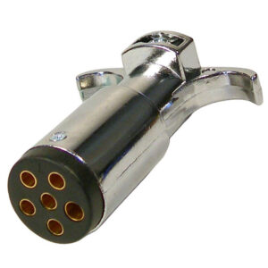 6-Pole Metal Male Trailer Connector Plug  Chrome Plated Die Cast  35 Amp  1/pk