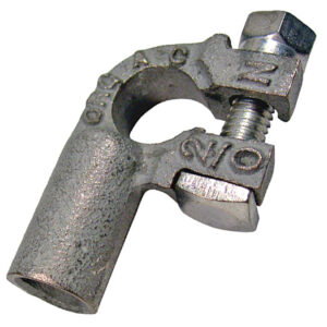 Right Angle Battery Terminal Plated Solid Copper Crimp/Solder 2/0ga Neg 10/bx