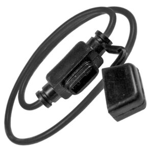 ATM/Mini Fuse Holder With Dust Cap 12ga Black Wire 30 AMP (No Fuse)   1 pc