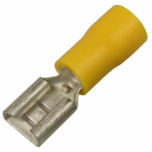 12-10 AWG Flared Vinyl Insl Tin-Plated Brass Butted Seam .250" Female 100 pcs