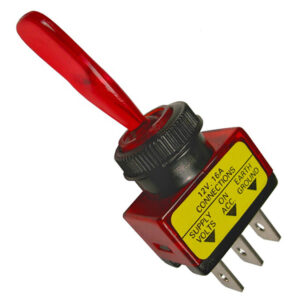 On-Off Toggle Illuminated Red Switch SPST 1/2" Mnt Hole 1/4" Tabs 12V 16A 1 pc