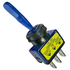 On-Off Toggle Illuminated Blue Switch SPST 1/2" Mnt Hole 1/4" Tab 12V 16A 1 pc