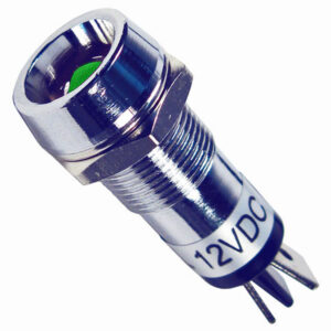 Indicator Light Illuminated LED Green 1/2" Mount Hole 1/4" Tabs 12V 15A 1 pc