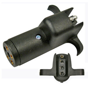 Trailer Adapter 6-Way Round Pin Male Plug With 4-Way Flat Female