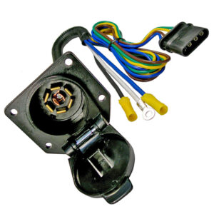 Trailer Adapter 7-Way Female Socket With 4-Way Flat Male  4' Long