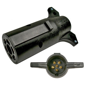 Trailer Adapter 7-Way RV Blade Male With 6-Way Round Pin Female Unvsl Center Pin