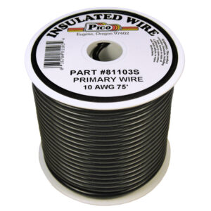 10 AWG Black Primary Wire Copper Stranded Conductor With PVC Jacket 75ft Spool