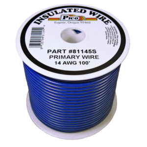 14 AWG Blue Primary Wire Copper Stranded Conductor With PVC Jacket 100ft Spool
