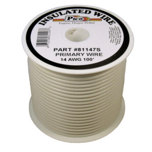 14 AWG White Primary Wire Copper Stranded Conductor With PVC Jacket 100ft Spool