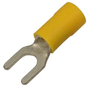 12-10 AWG Flared Vinyl Insulated Tin-Plated Copper Butted Seam #10 Spade 100 pcs