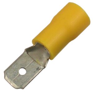 12-10 AWG Flared Vinyl Insl Tin-Plated Copper Butted Seam .250" Male 100 pcs