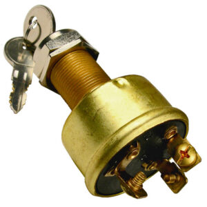Brass Heavy Duty Ign Starter Switch 3 Position 2 Keys 13/16" Hole 12V 15A 1 pc
