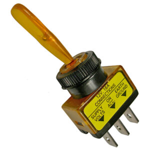 On-Off Toggle Illuminated Amber Switch SPST 1/2" Mnt Hole 1/4" Tab 12V 16A 1 pc