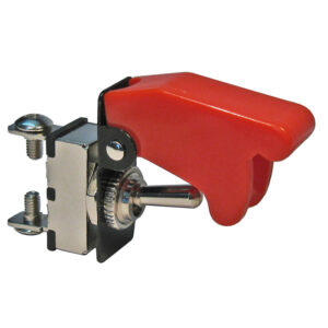 On-Off Toggle Switch SPST w/Red Safety Cover & Bat Handle 1/2" Hole 12V 20A 1set
