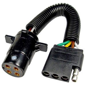 Trailer Adapter  4-Way Round Male Trailer Plug With 4-Way Flat Female