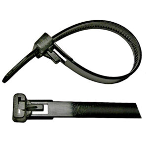 11" Black Releasable Nylon Tie Wrap  50lb Tensile Strength  25 pcs