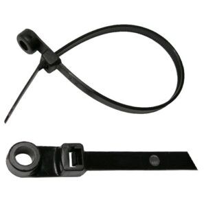 11" Black Nylon Tie Wrap #10 Stud Mount Hole  50lb Tensile Strength  25 pcs