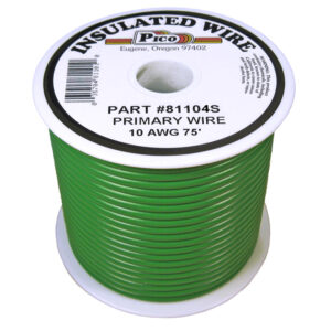 10 AWG Green Primary Wire Copper Stranded Conductor With PVC Jacket 75ft Spool