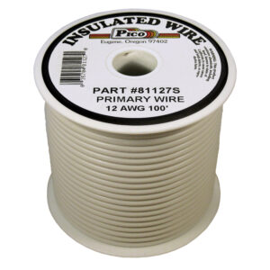 12 AWG White Primary Wire Copper Stranded Conductor With PVC Jacket 100ft Spool
