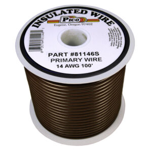 14 AWG Brown Primary Wire Copper Stranded Conductor With PVC Jacket 100ft Spool