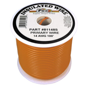 14 AWG Orange Primary Wire Copper Stranded Conductor With PVC Jacket 100ft Spool