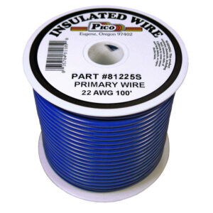 22 AWG Blue Primary Wire Copper Stranded Conductor With PVC Jacket 100ft Spool