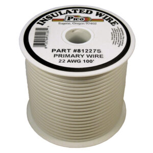 22 AWG White Primary Wire Copper Stranded Conductor With PVC Jacket 100ft Spool