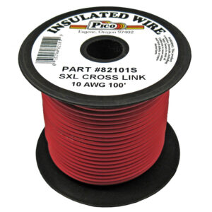 10 AWG Red SXL Cross-Link Wire Copper Stranded & Polyethylene Insl 100ft Spool