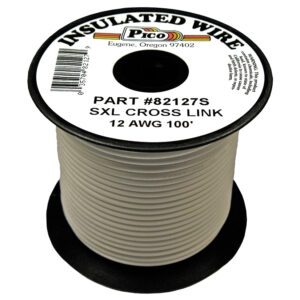 12 AWG White SXL Cross-Link Wire Copper Stranded & Polyethylene Insl 100ft Spool