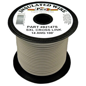14 AWG White SXL Cross-Link Wire Copper Stranded & Polyethylene Insl 100ft Spool