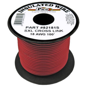 18 AWG Red SXL Cross-Link Wire Copper Stranded & Polyethylene Insl 100ft Spool