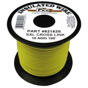 18 AWG Yellow SXL Cross-Link Wire Copper Stranded & Polyethylene Insl 100ft Spl