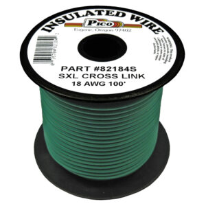 18 AWG Green SXL Cross-Link Wire Copper Stranded & Polyethylene Insl 100ft Spool