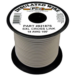 18 AWG White SXL Cross-Link Wire Copper Stranded & Polyethylene Insl 100ft Spool