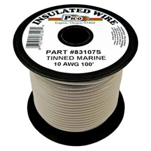 10 AWG White UL Tinned Copper Marine Wire with PVC Insulation 100ft Spool