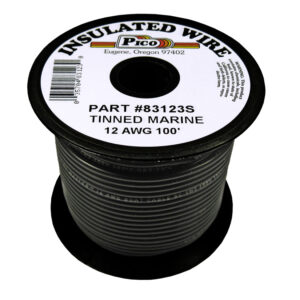 12 AWG Black UL Tinned Copper Marine Wire with PVC Insulation 100ft Spool