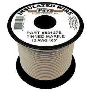12 AWG White UL Tinned Copper Marine Wire with PVC Insulation 100ft Spool