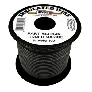 14 AWG Black UL Tinned Copper Marine Wire with PVC Insulation 100ft Spool
