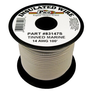 14 AWG White UL Tinned Copper Marine Wire with PVC Insulation 100ft Spool