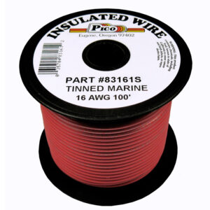 16 AWG Red UL Tinned Copper Marine Wire with PVC Insulation 100ft Spool