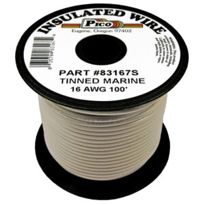 16 AWG White UL Tinned Copper Marine Wire with PVC Insulation 100ft Spool